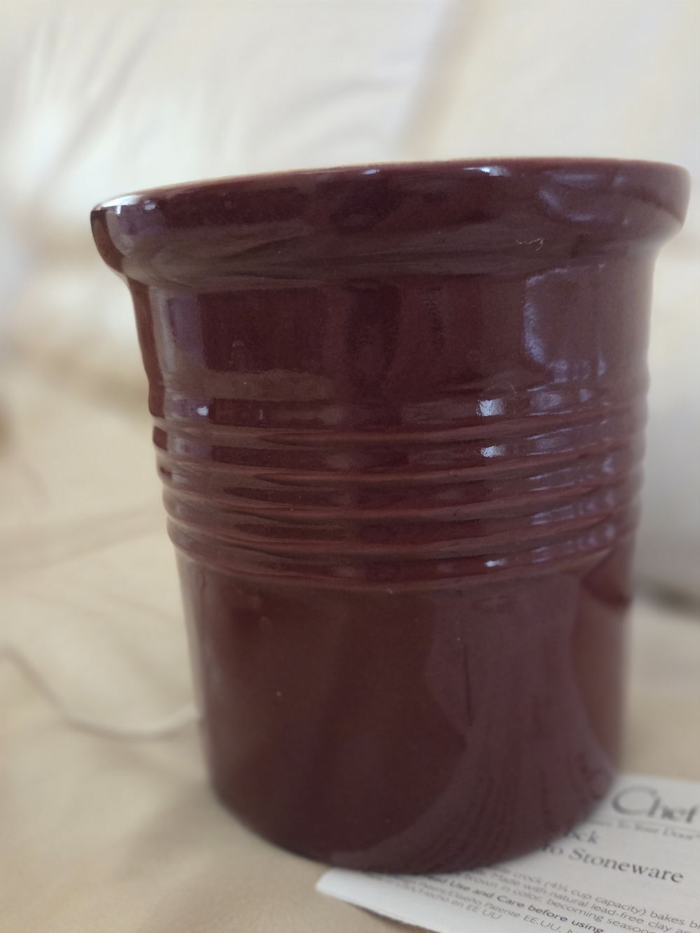Retied Pampered Chef Stoneware Bread Baking Crock